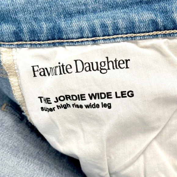 Favorite Daughter Jordie Wide Leg Jeans Sz 34 Long Super High Rise Blue Cotton - Picture 5 of 16